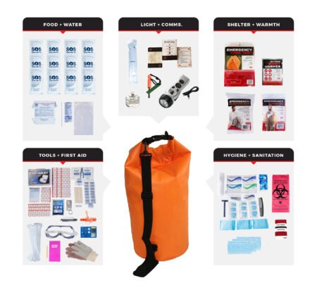1 person comfort survival kit, dry bag