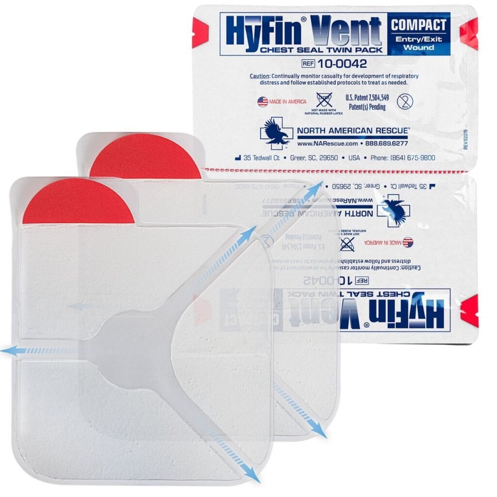 hyfin vent compact chest seal twin pack, 10 0042, north american rescue