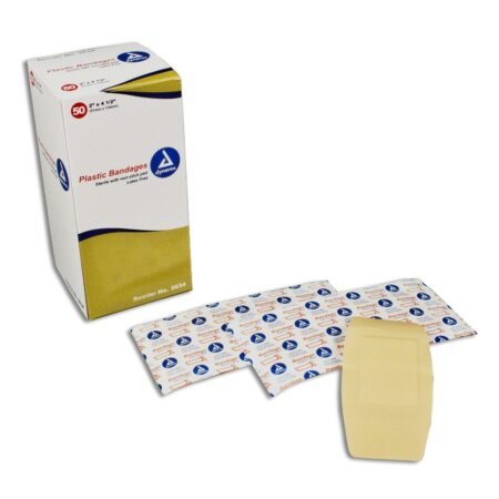 2"x4.5" elbow & knee plastic bandage, 50 per box