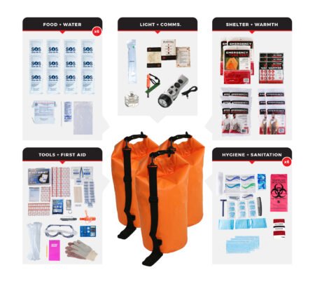 6 person comfort survival kit, dry bag