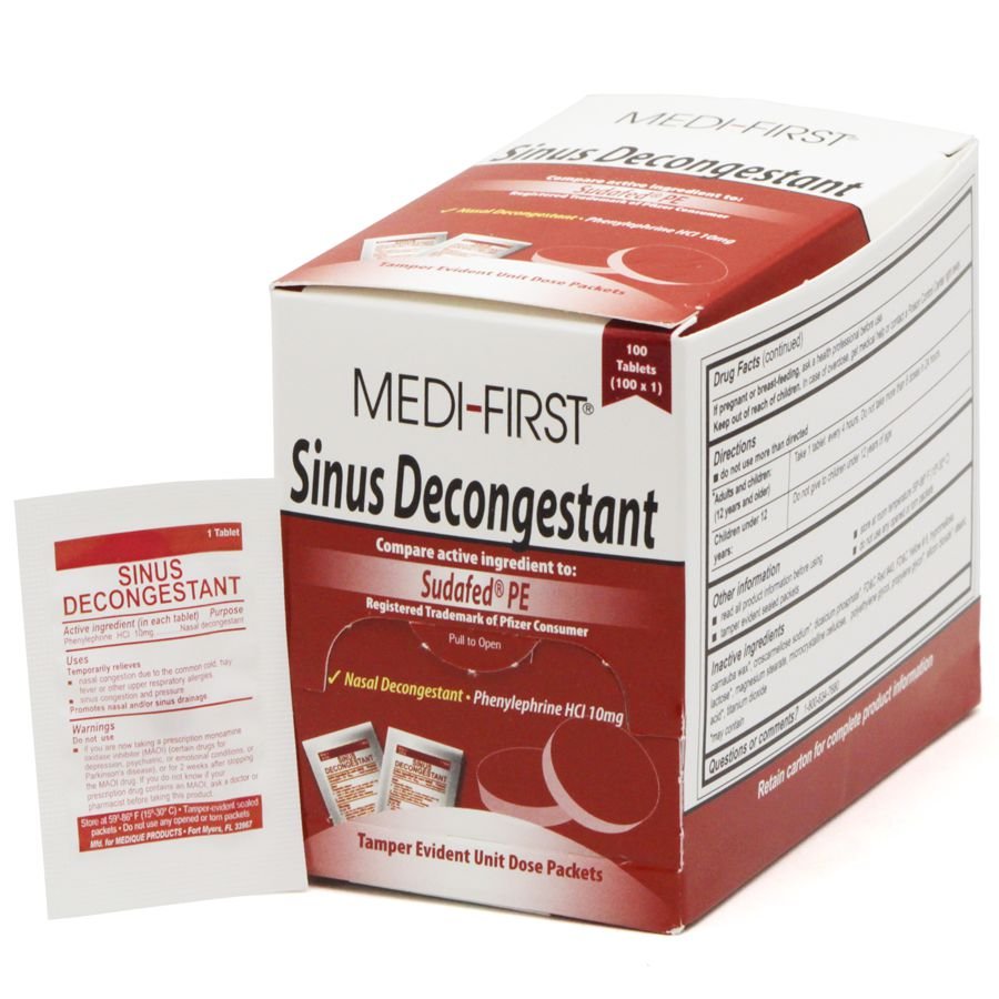 sinus decongestant, 100/box