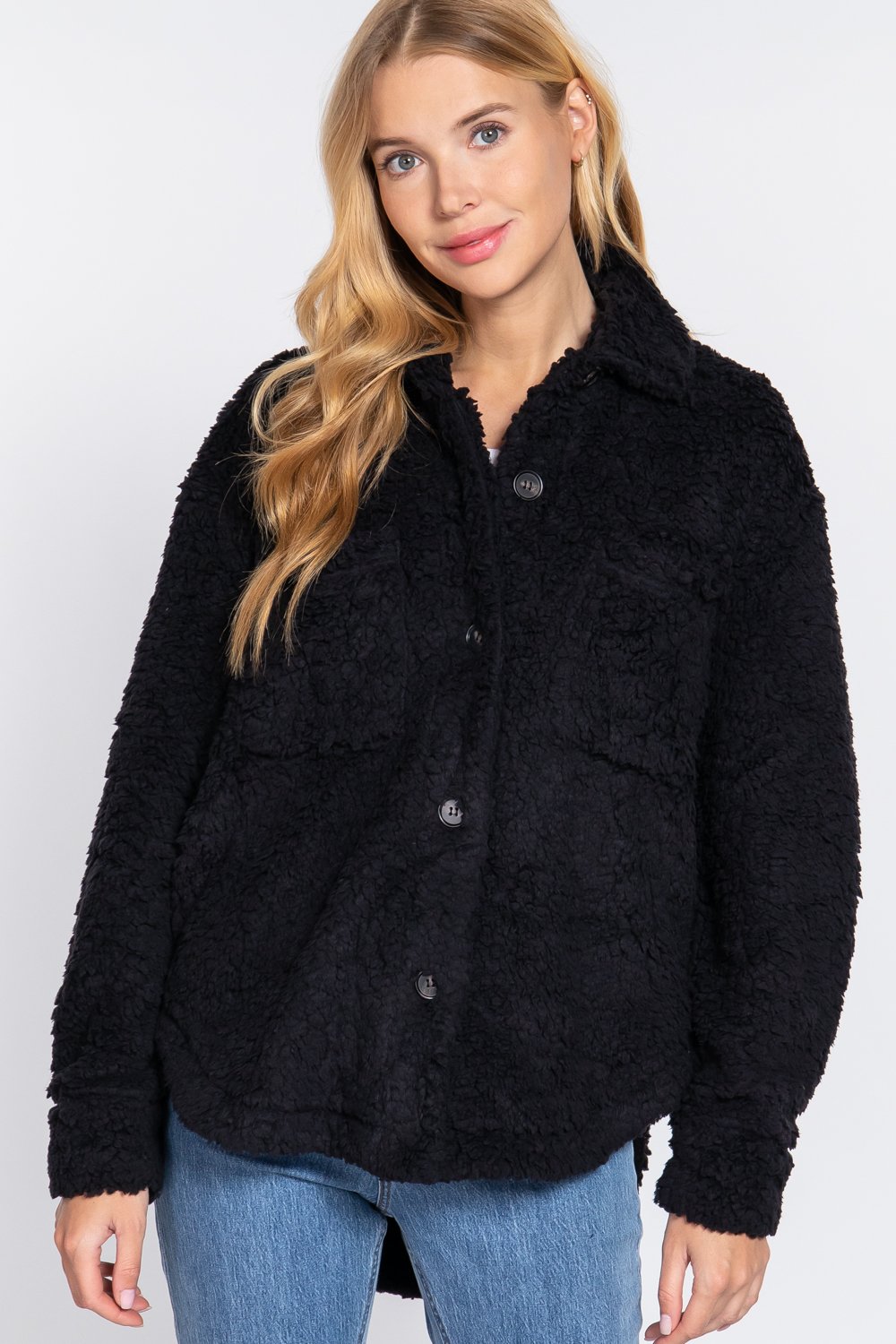 long slv flap pocket oversize jacket