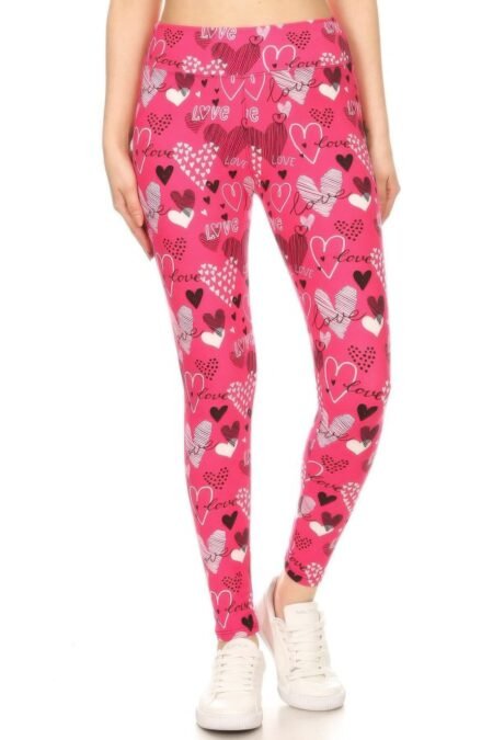 heart prints printed, high waisted leggings