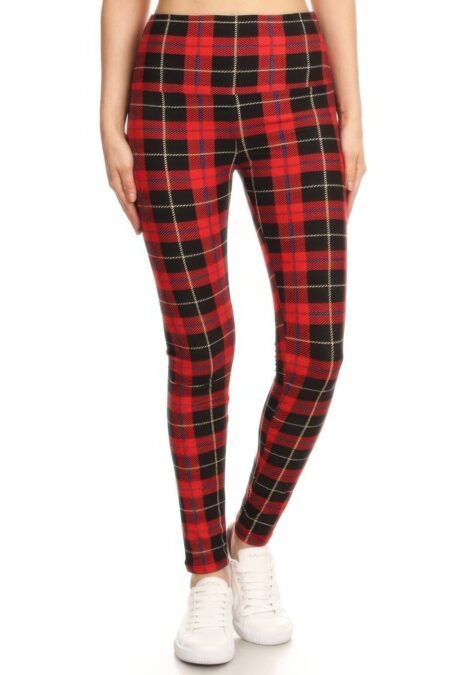 plaid & checkered printed knit legging