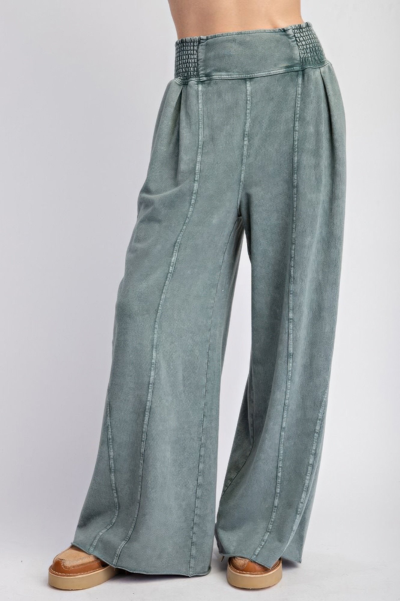 mineral washed terry knit pants