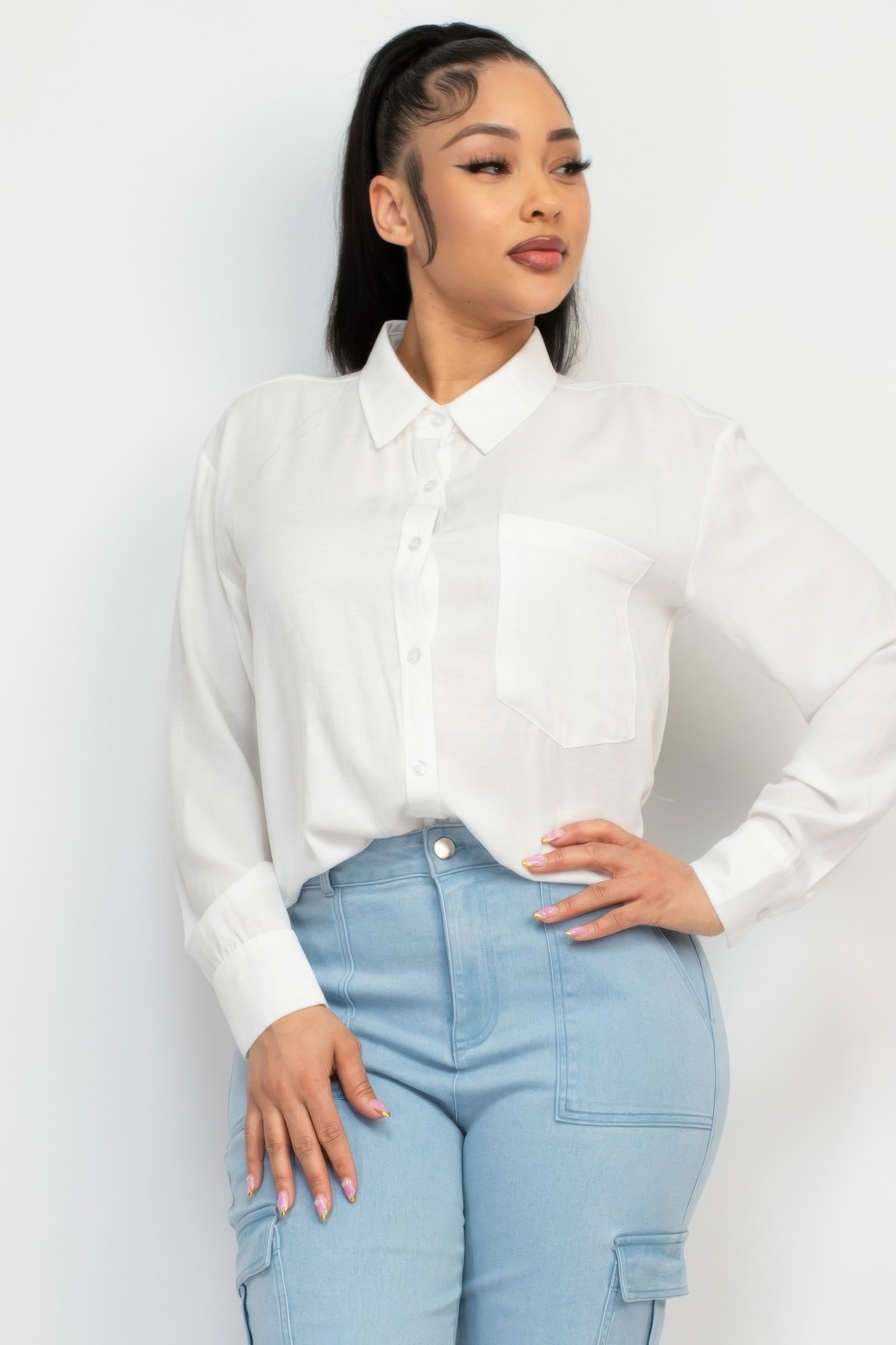 button down collared linen shirt