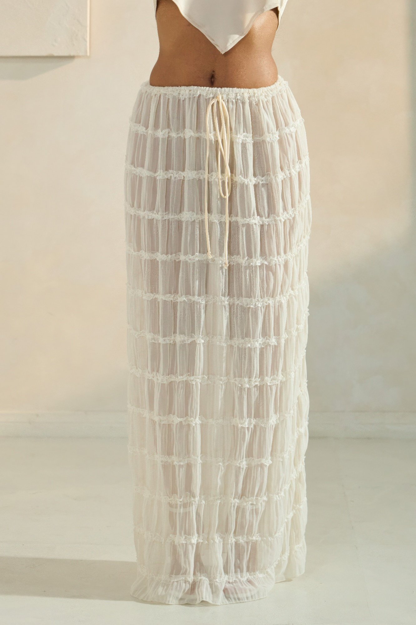 sky breeze sheer maxi skirt