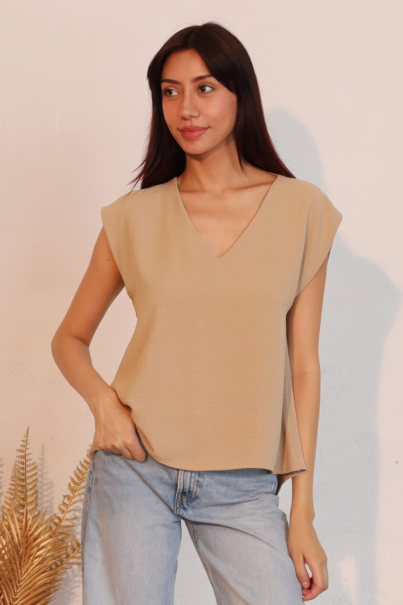 matte crepe low back loose top