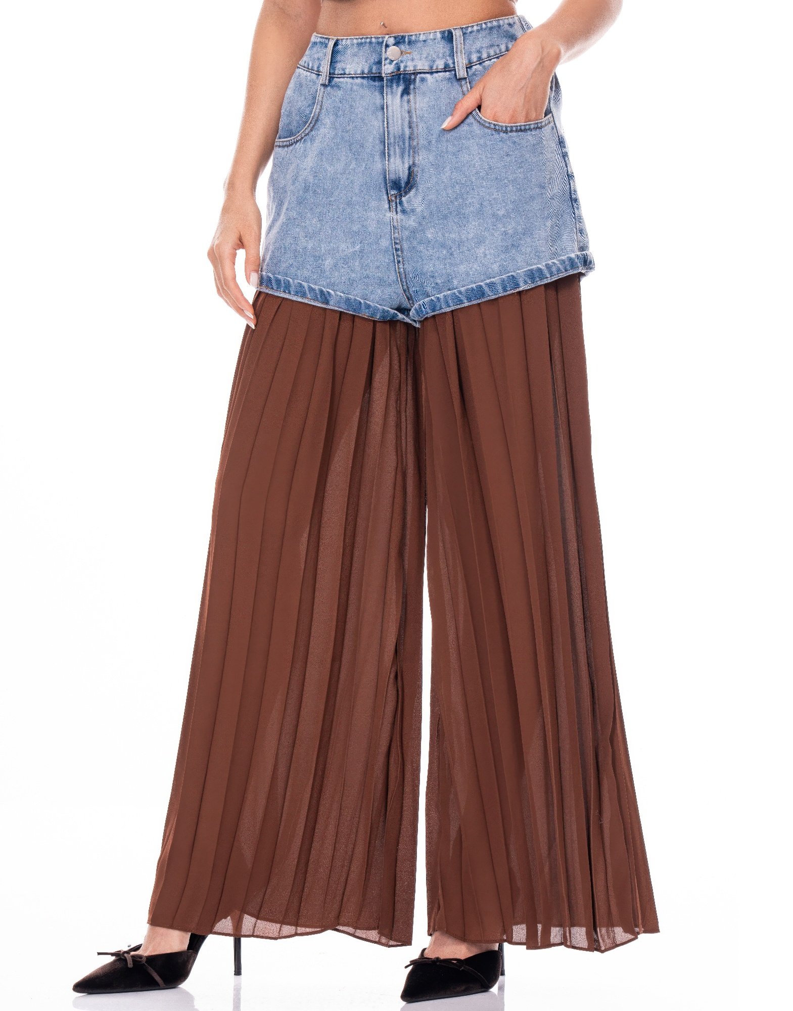 denim contrast pants