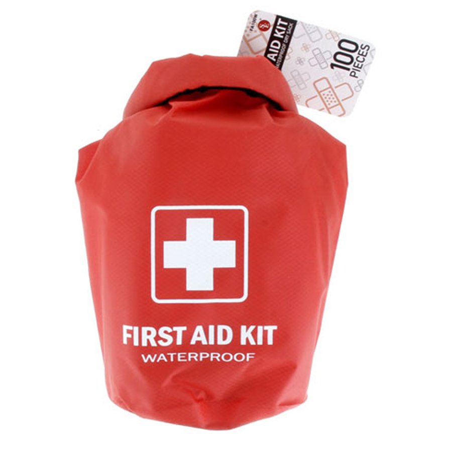 all purpose first aid kit, waterproof dry bag, red