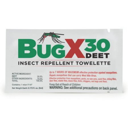 bugx insect repellant towelette, 30% deet 1 each