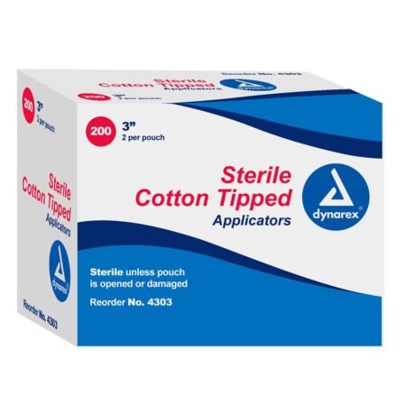 cotton tipped applicator, sterile 3", 200 per box, packaged as 100 2 packs