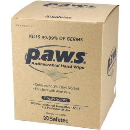 5"x8" personal antimicrobial (kills germs) wipes, 100 per box