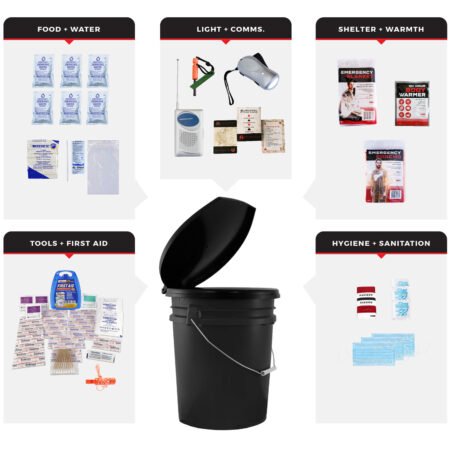 1 person necessity survival kit, bucket and lid