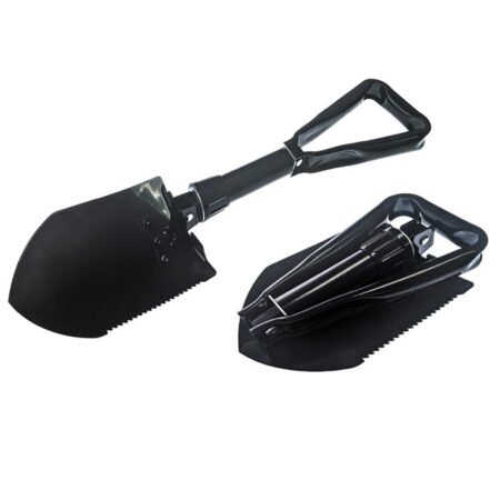 23 black tri fold serrated shovel w/carrying case