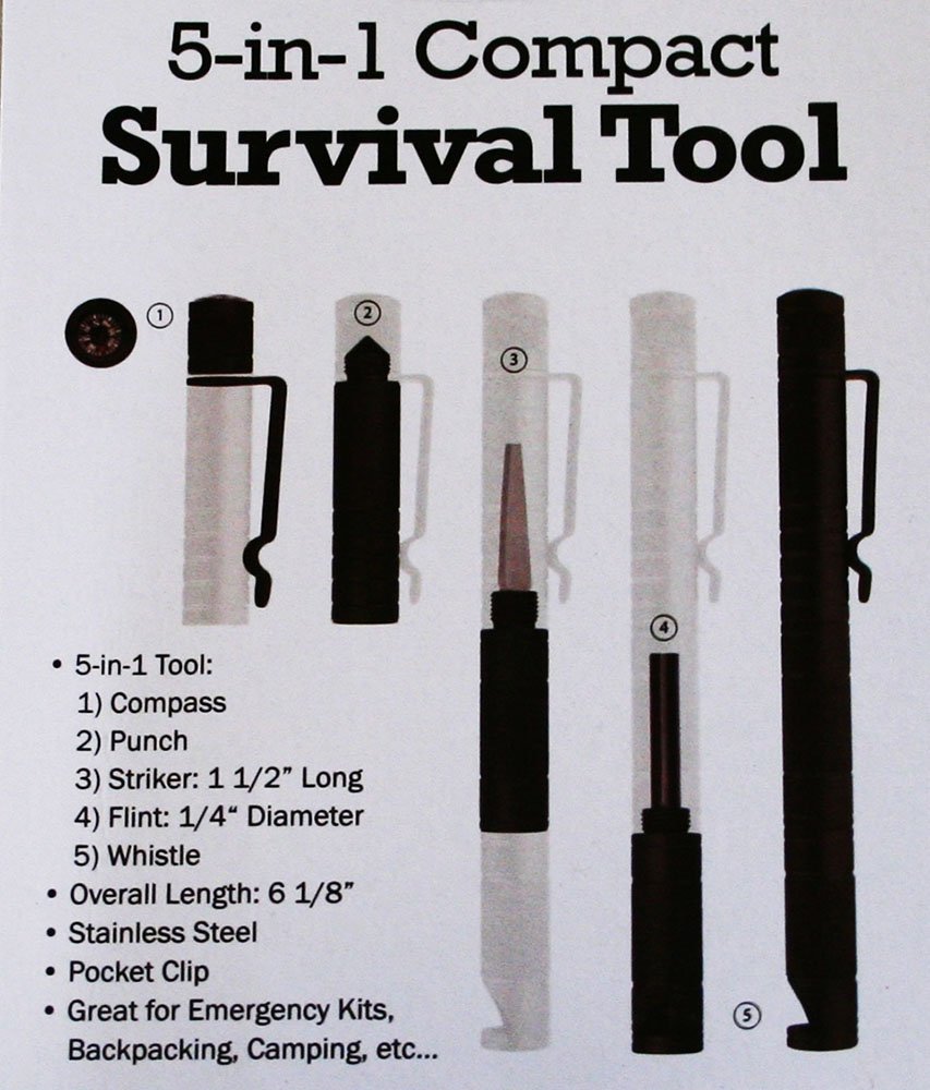 5 in 1 compact survival tool