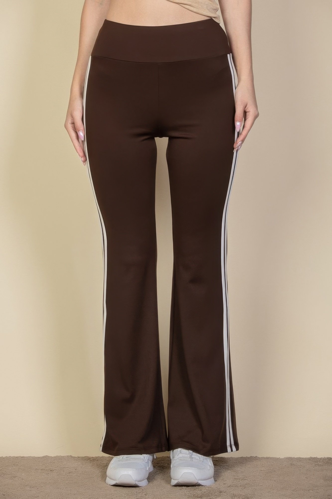 contrast side stripe flare pants