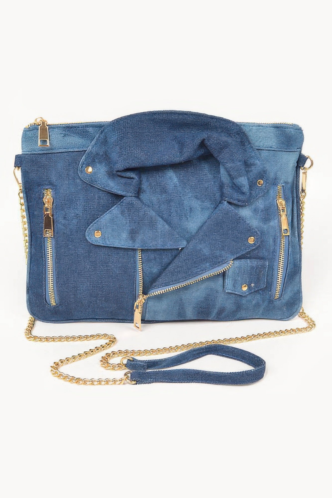 denim jacket crossbody clutch