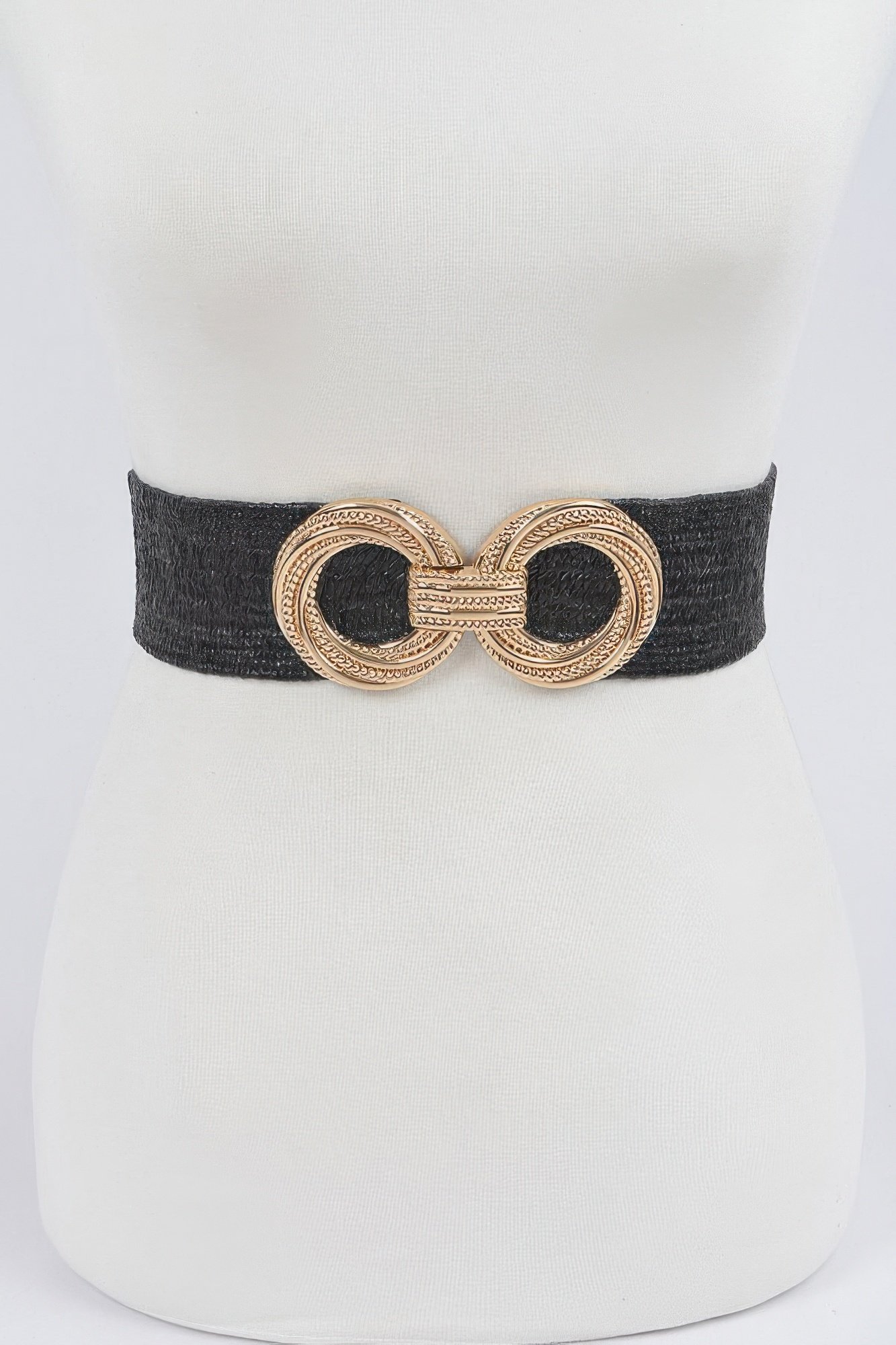 metal oo buckle plus size stretch straw belt