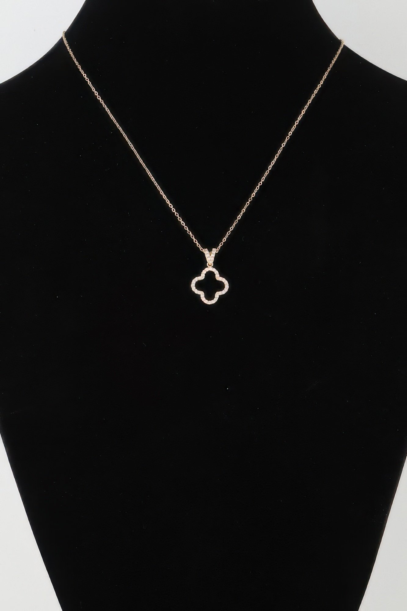 modest jeweled clover pendant necklace