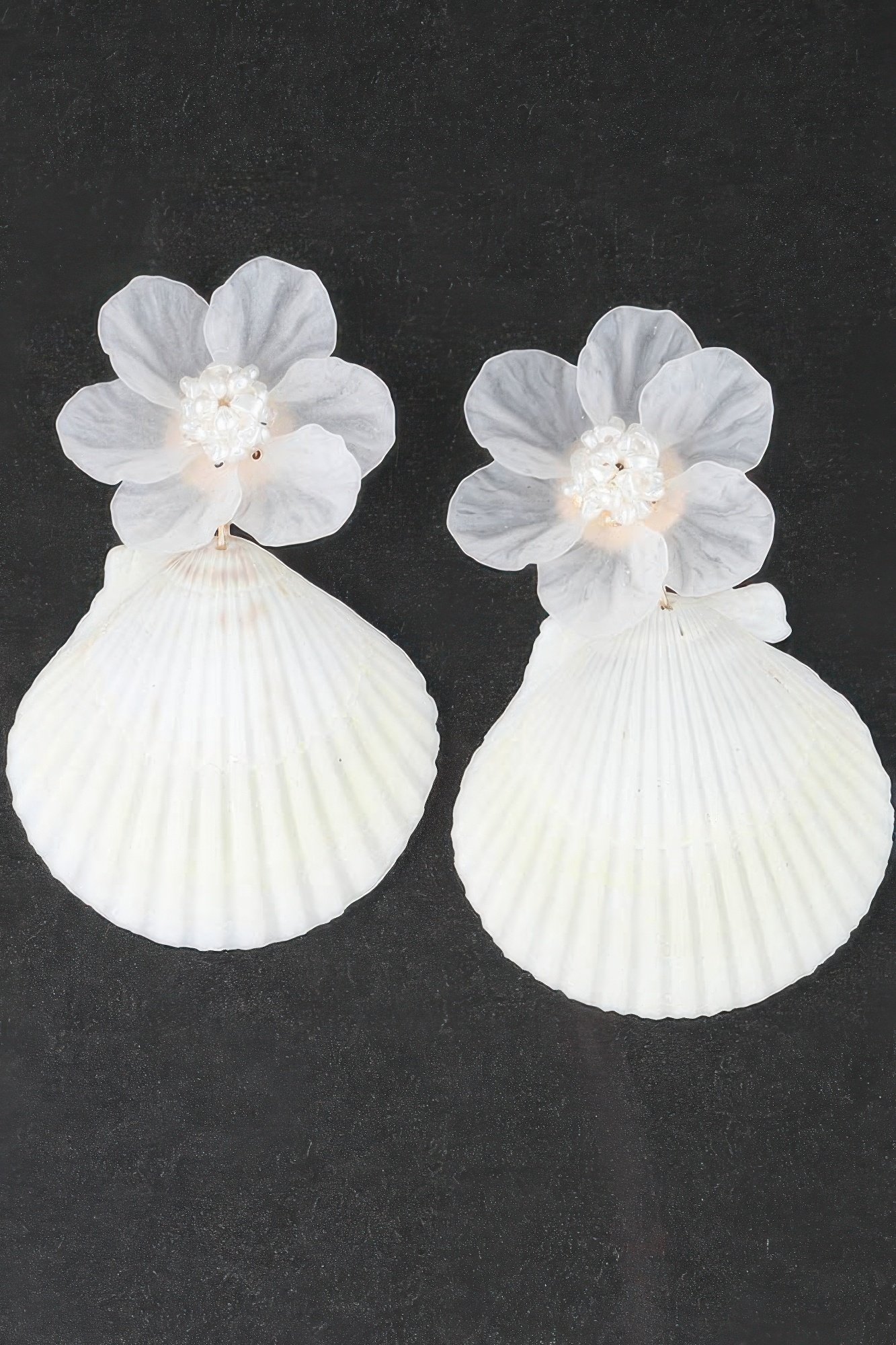 flower shell drop earrings