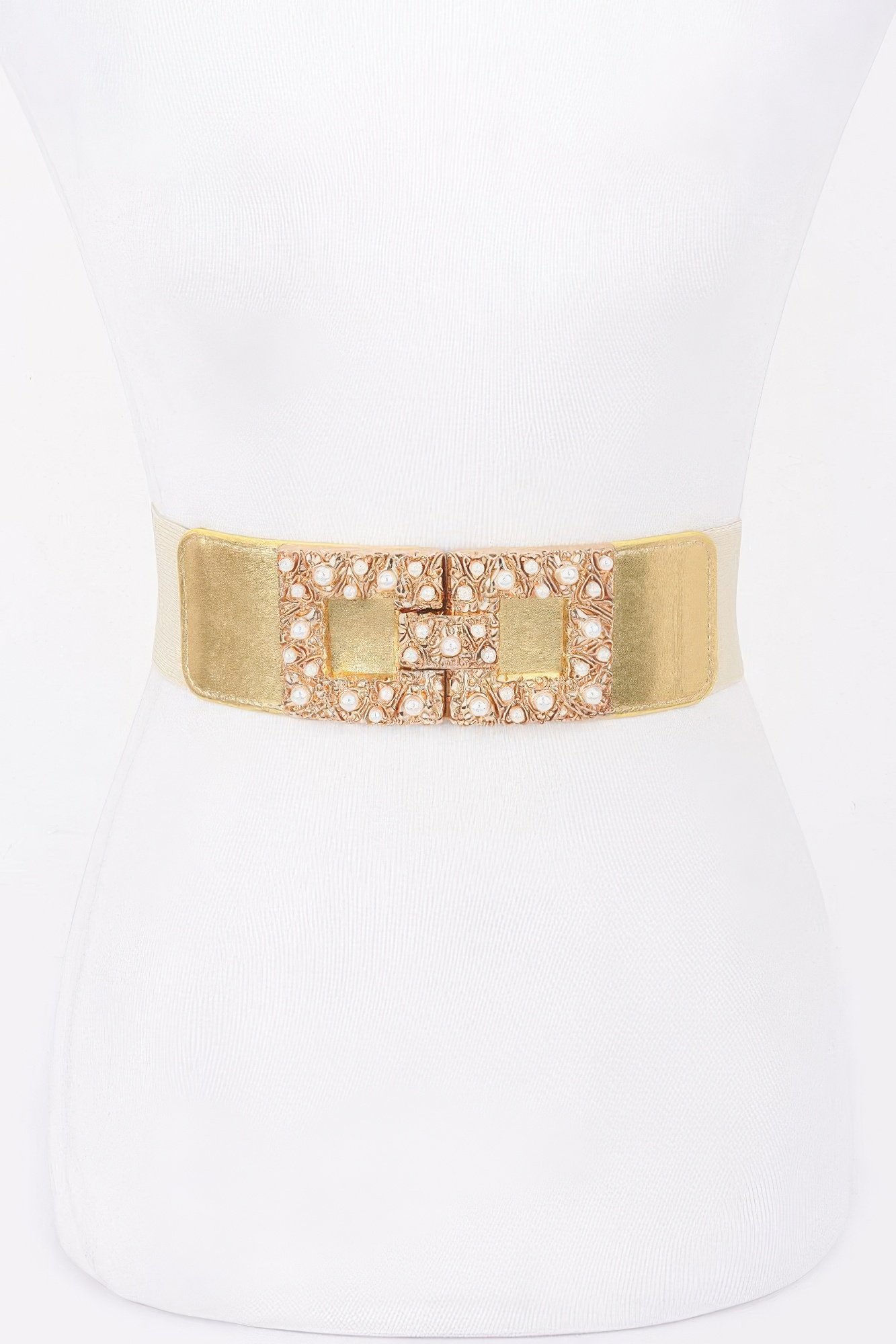 pearl metal buckle elastic belt