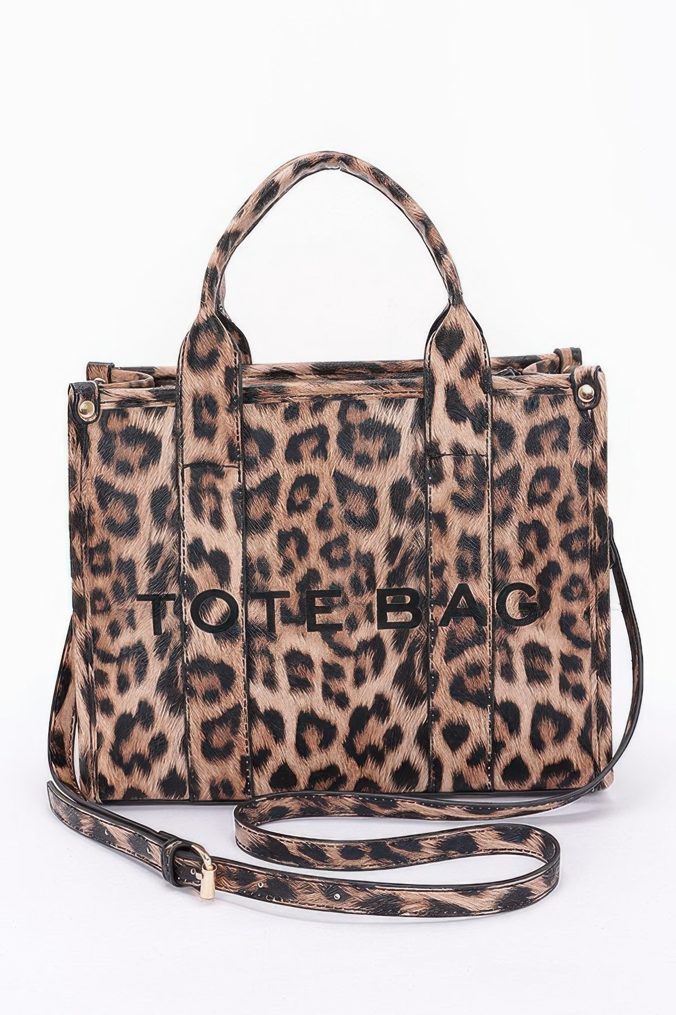 leopard faux leather tote bag