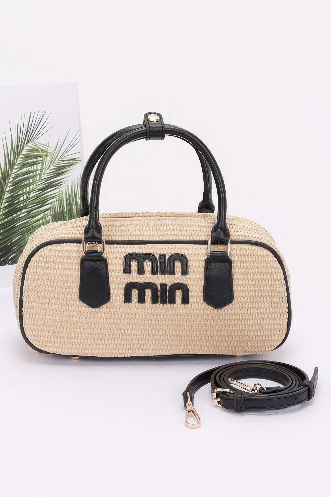 faux straw handbag