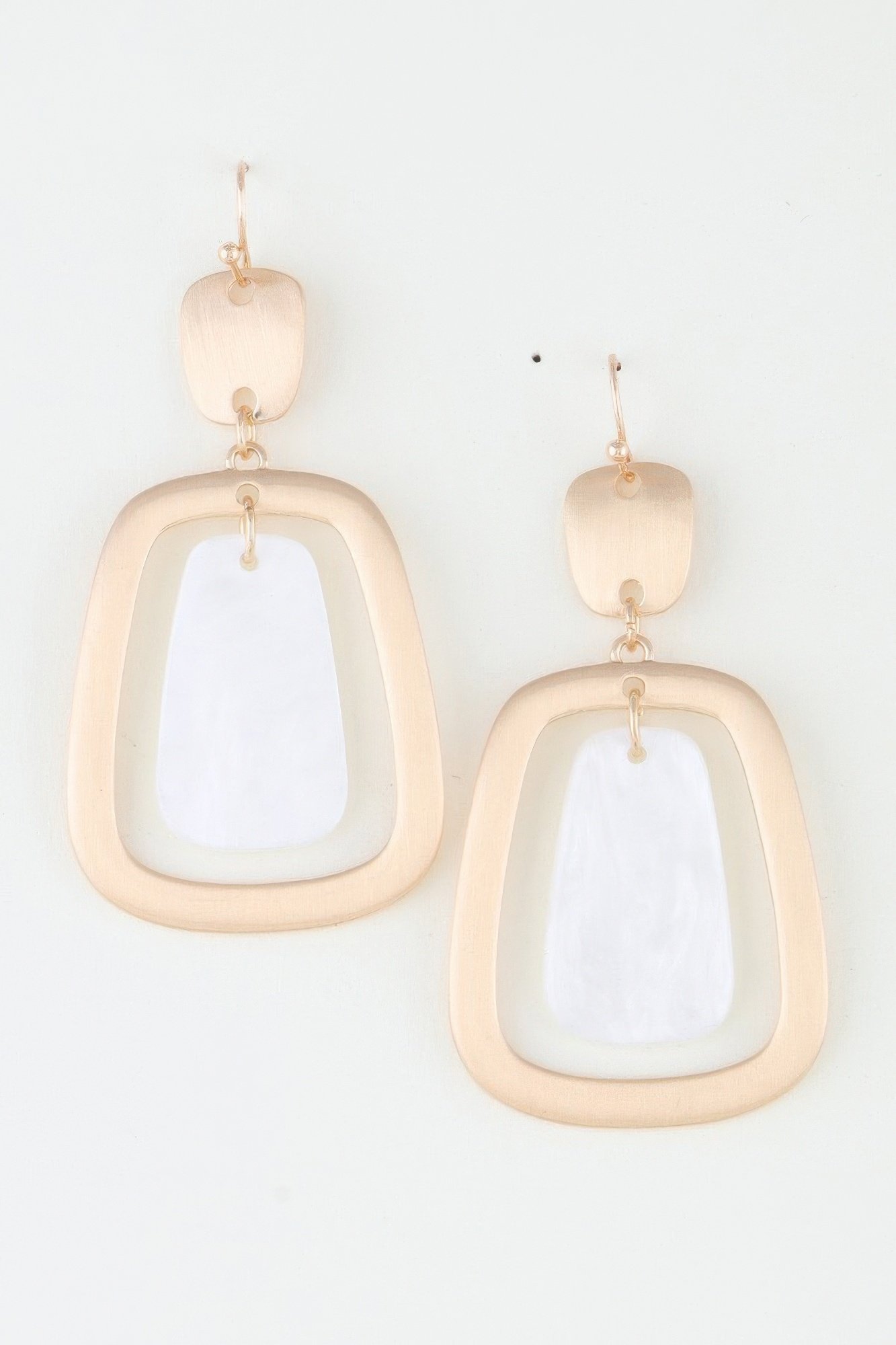 modern stone frame drop earrings