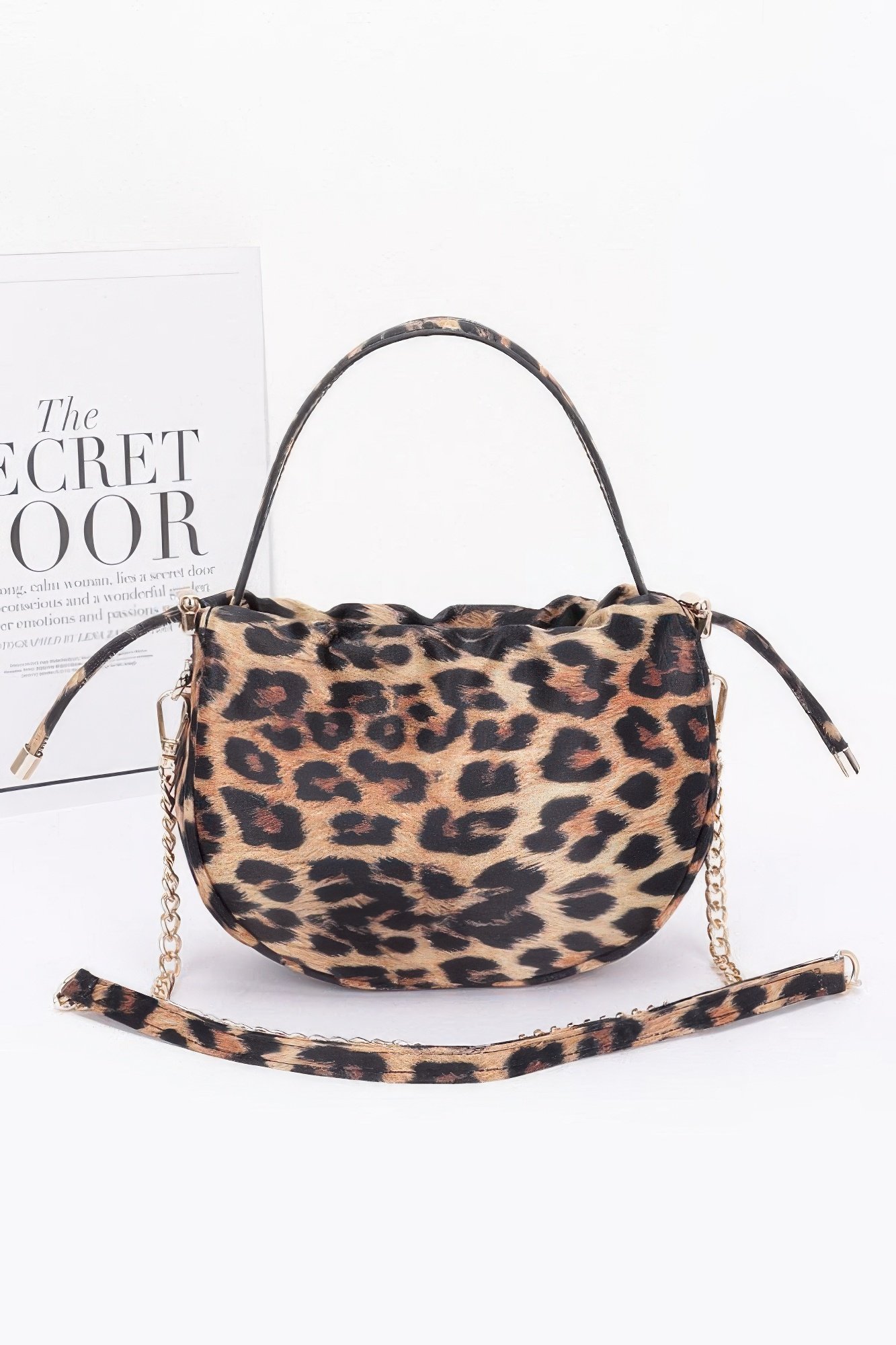 nylon leopard hobo bag