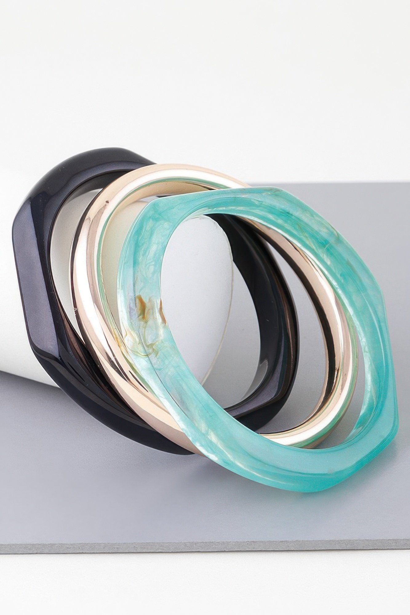 triple geometric marble bracelet