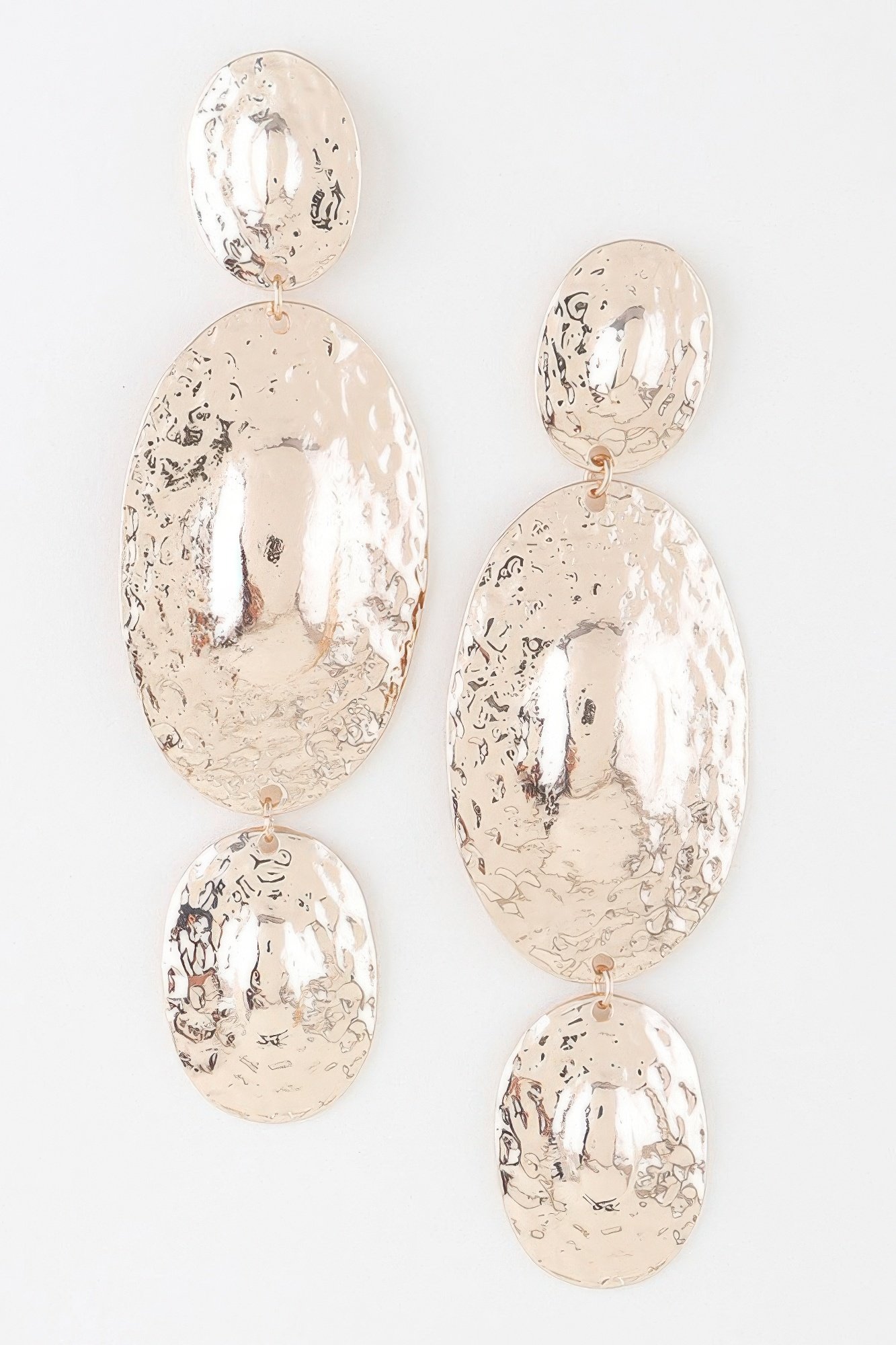 triple hammered disc earrings