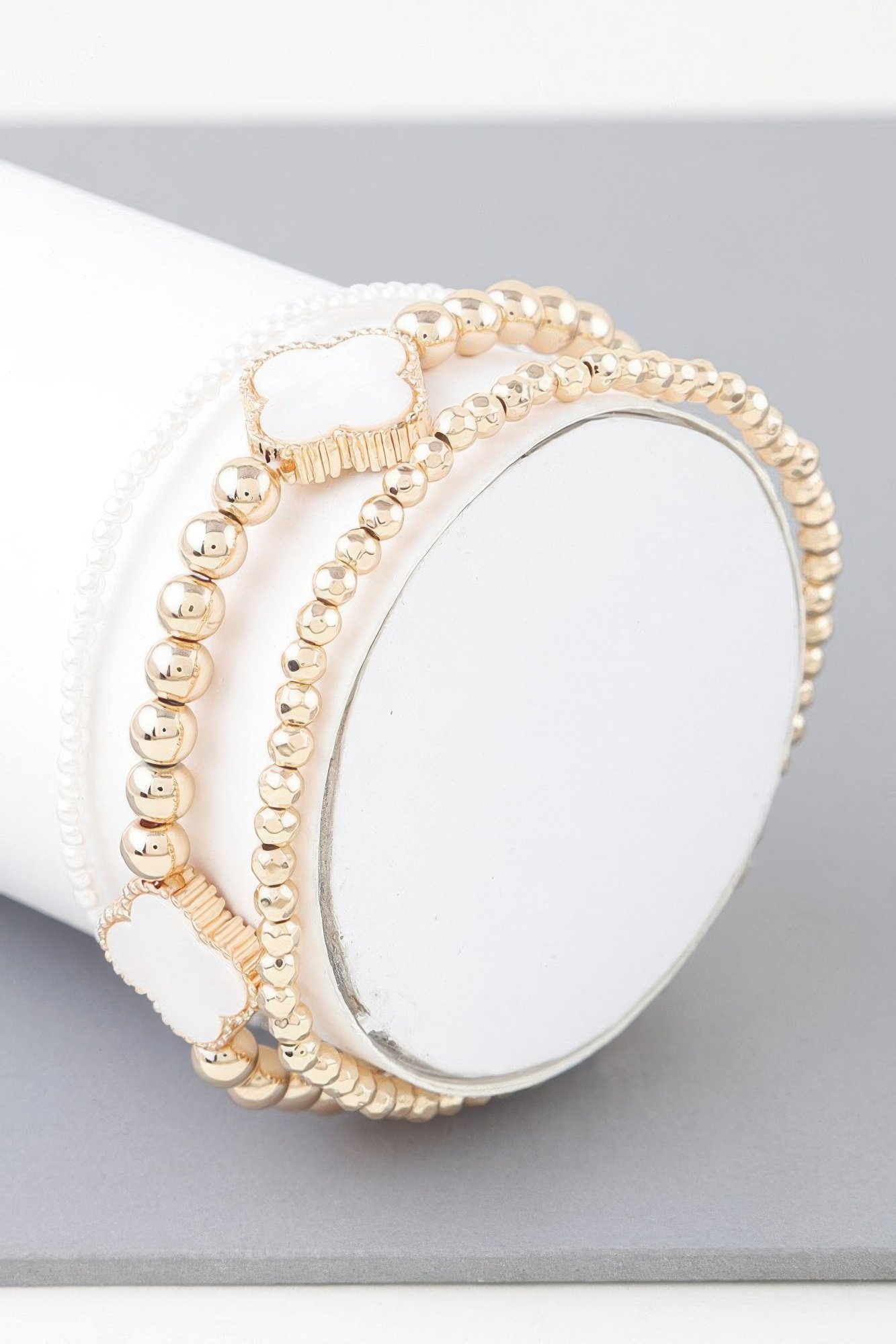 triple stone marble beaded bracelet