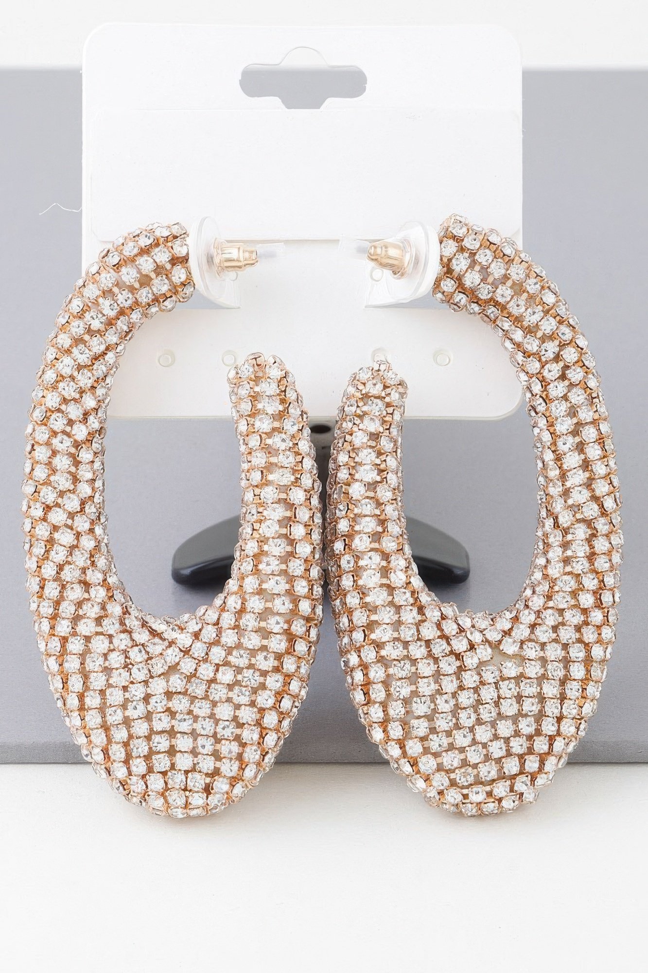 bejeweled abstract oval earrings