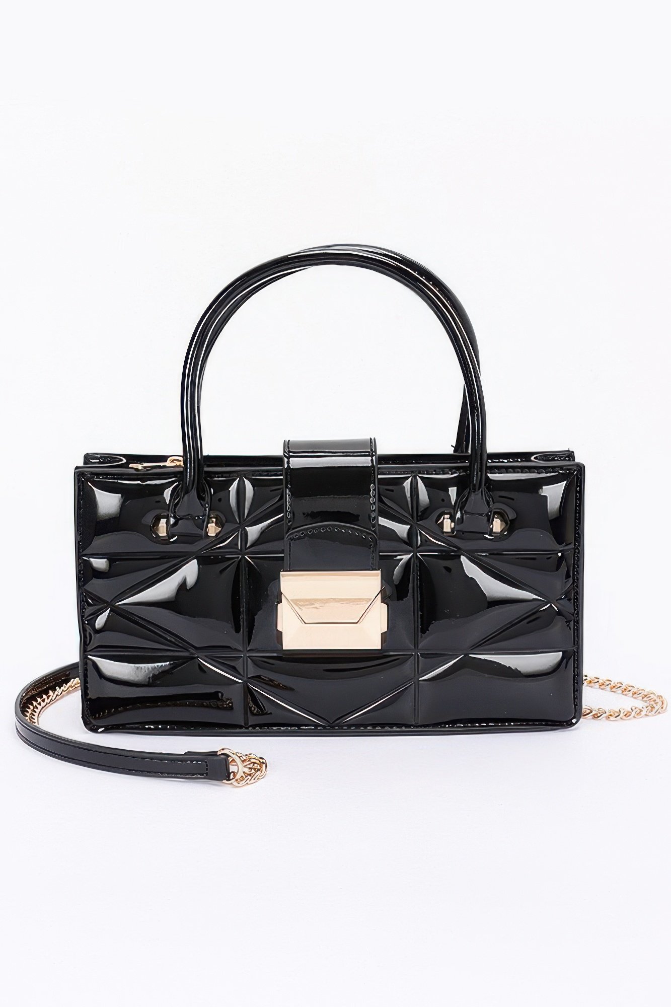 embossed enamel handle clutch