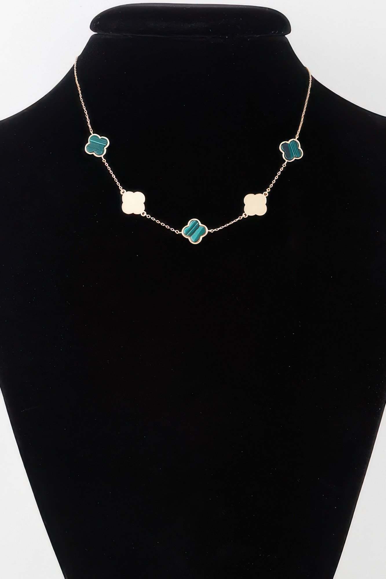 two toned clover charm necklace