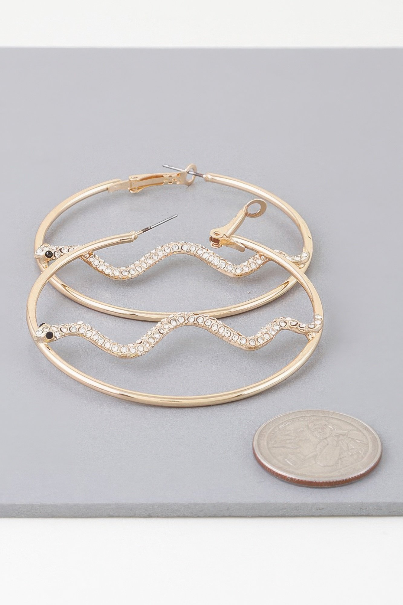bejeweled snake hoop earrings