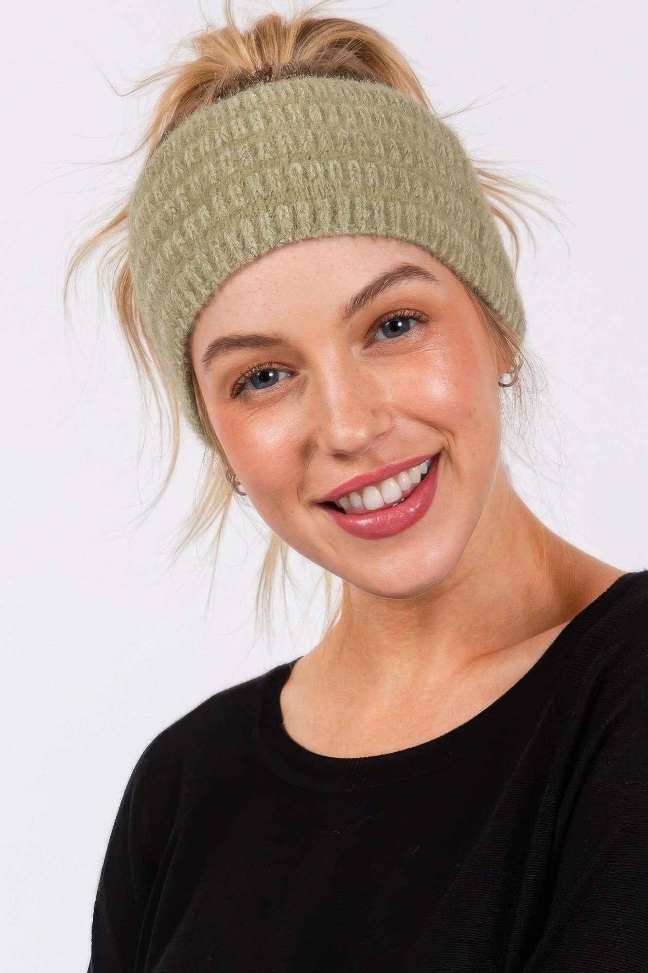 fuzzy cable knit headband