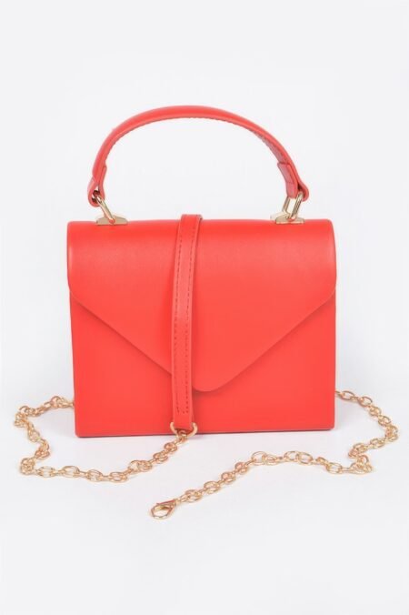 faux leather simple handle clutch