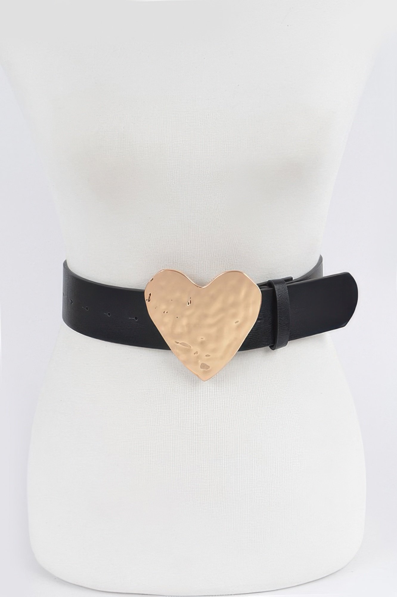 hammered heart shape buckle belt