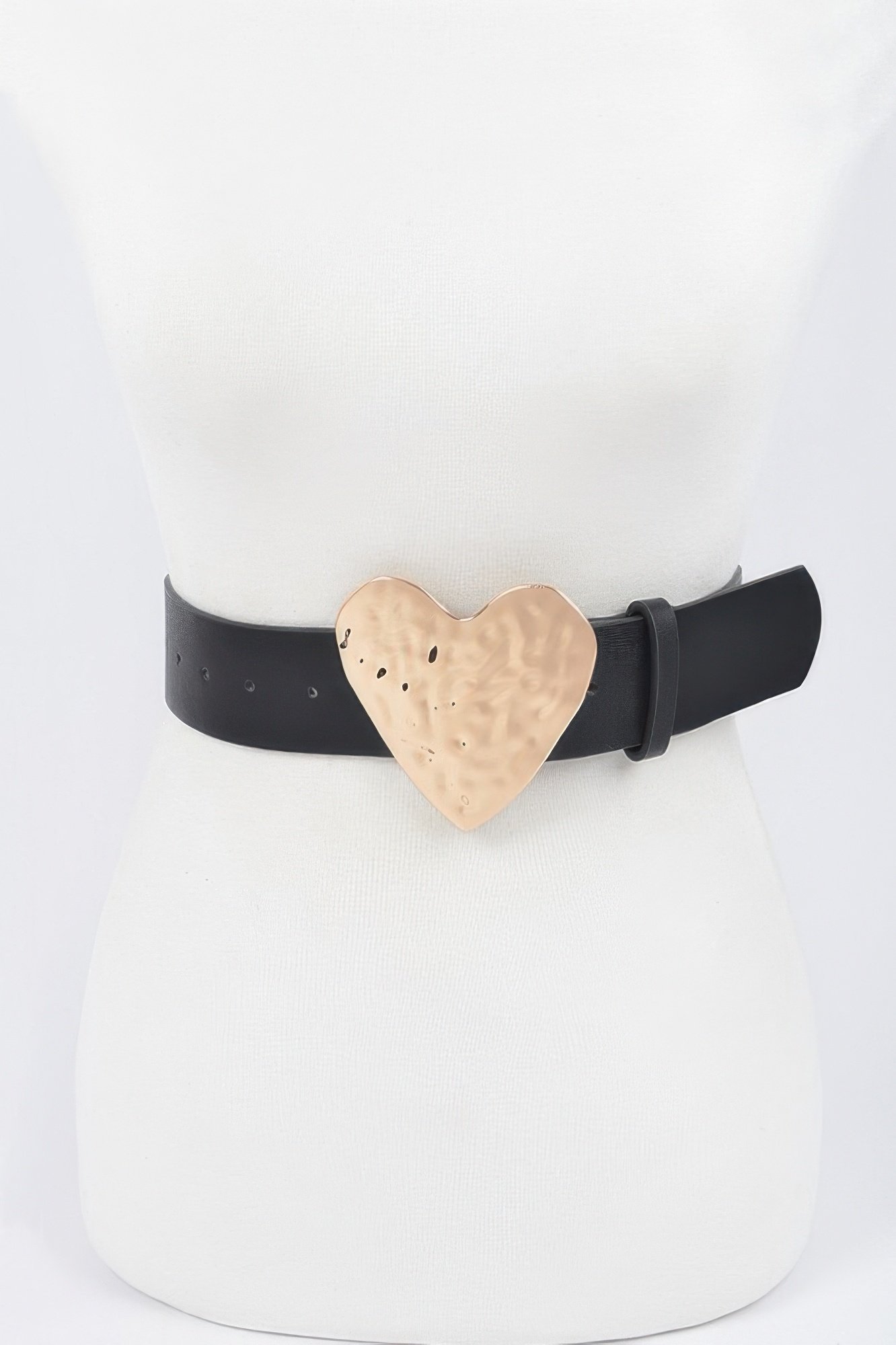 hammered heart shape buckle plus size belt
