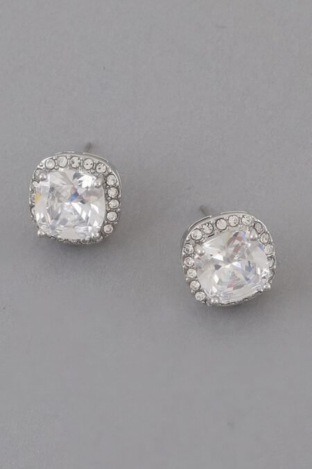 rounded square rhinestone earrings