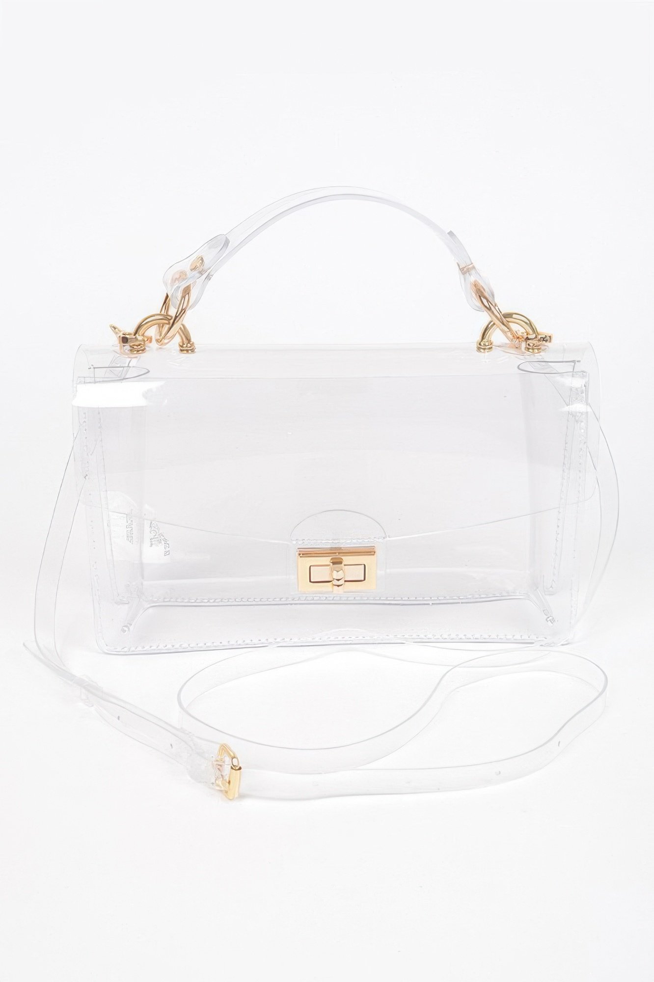 transparent metal studded flap bag