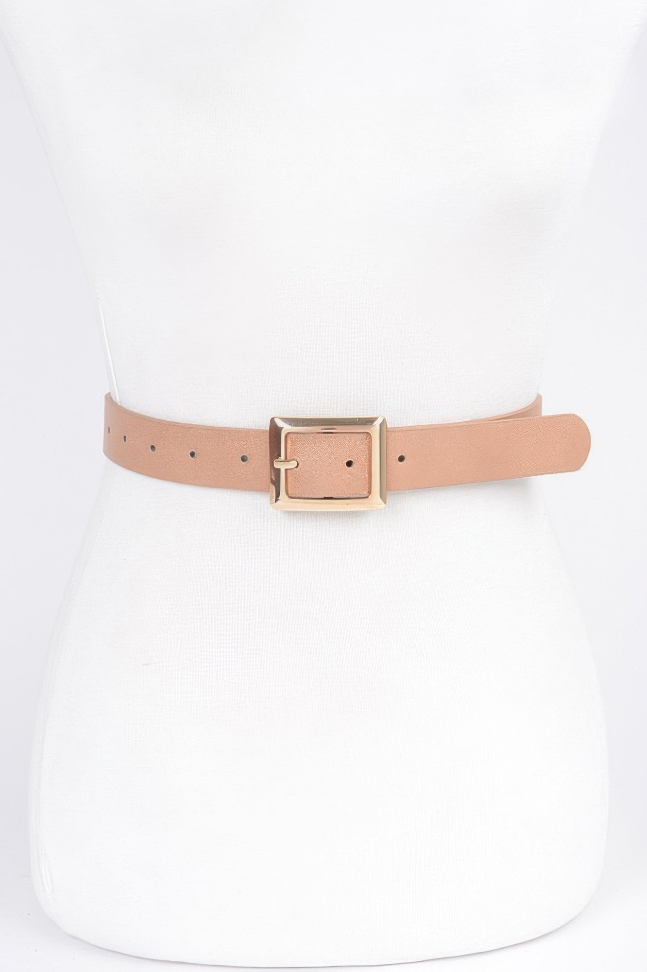 simple square buckle faux leather belt