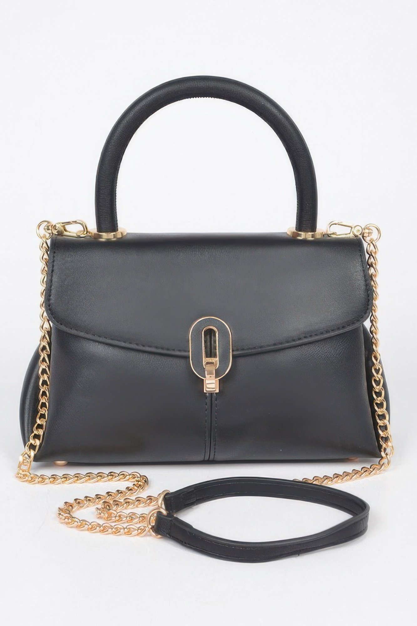 faux leather top handle bag