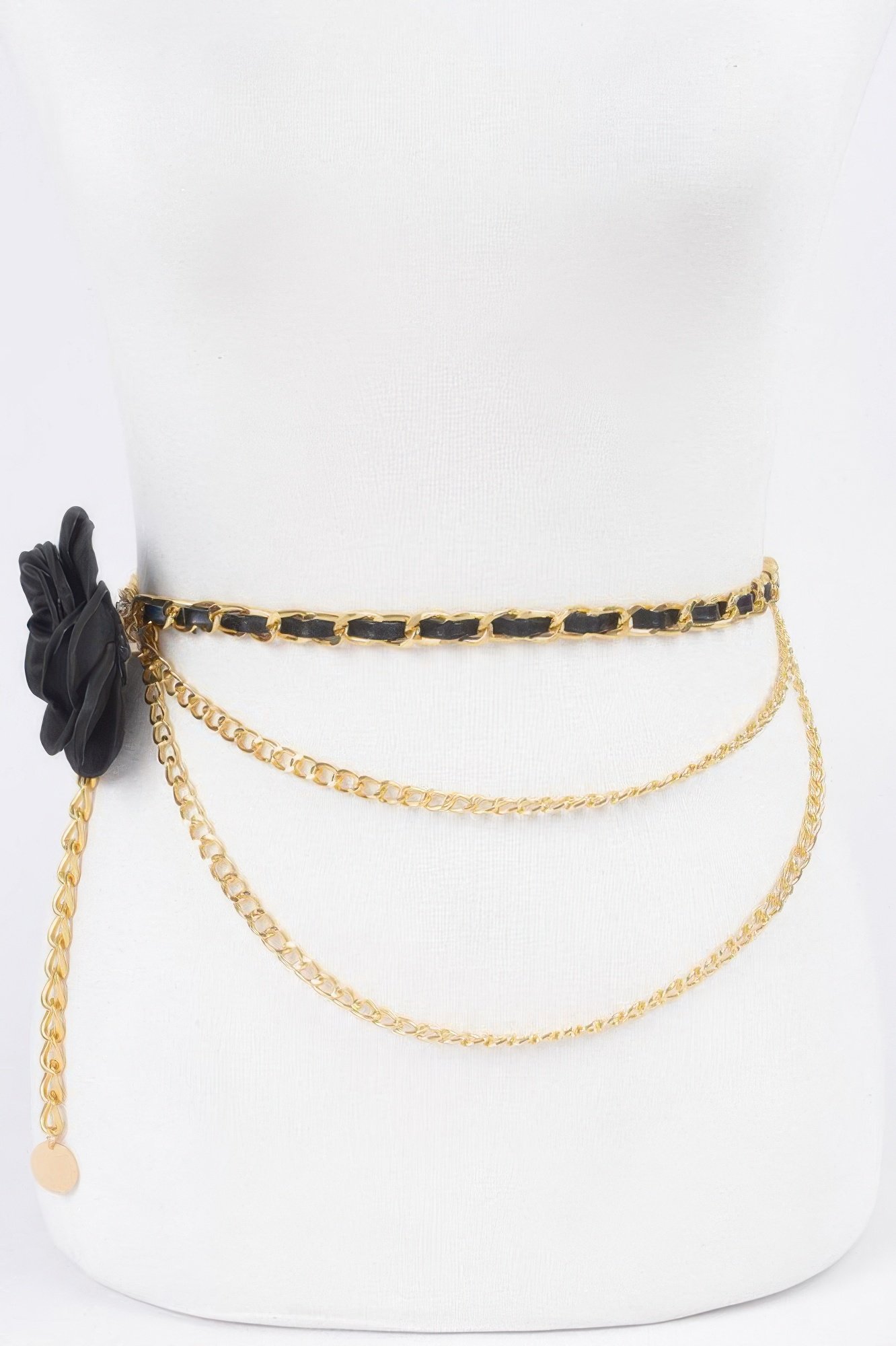 flower metal double layered chain belt