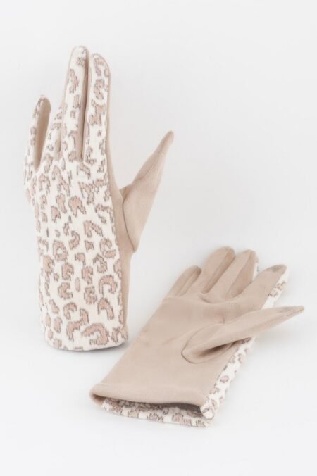 lurex leopard pattern smart gloves