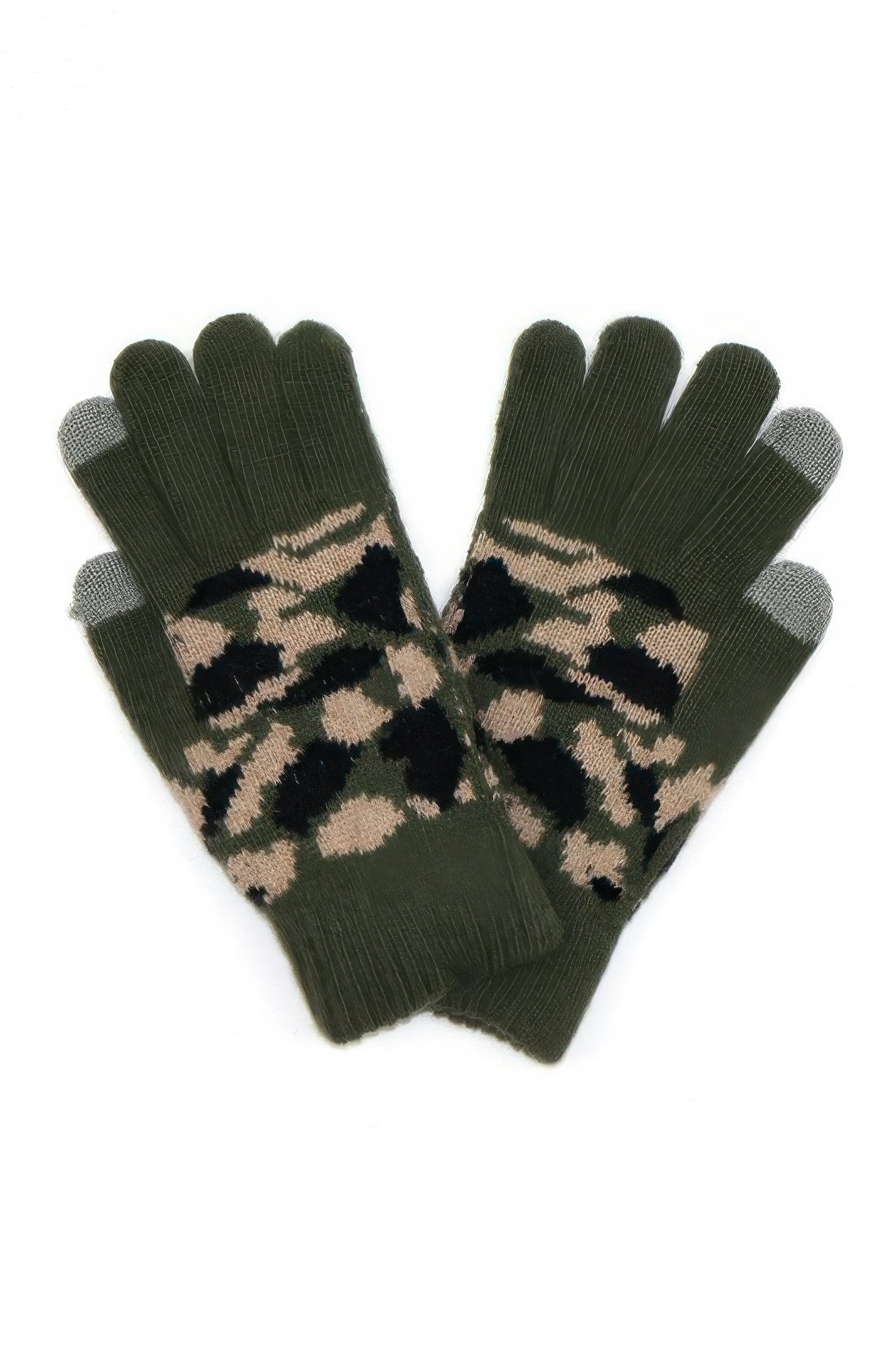 camo knit smart touch gloves