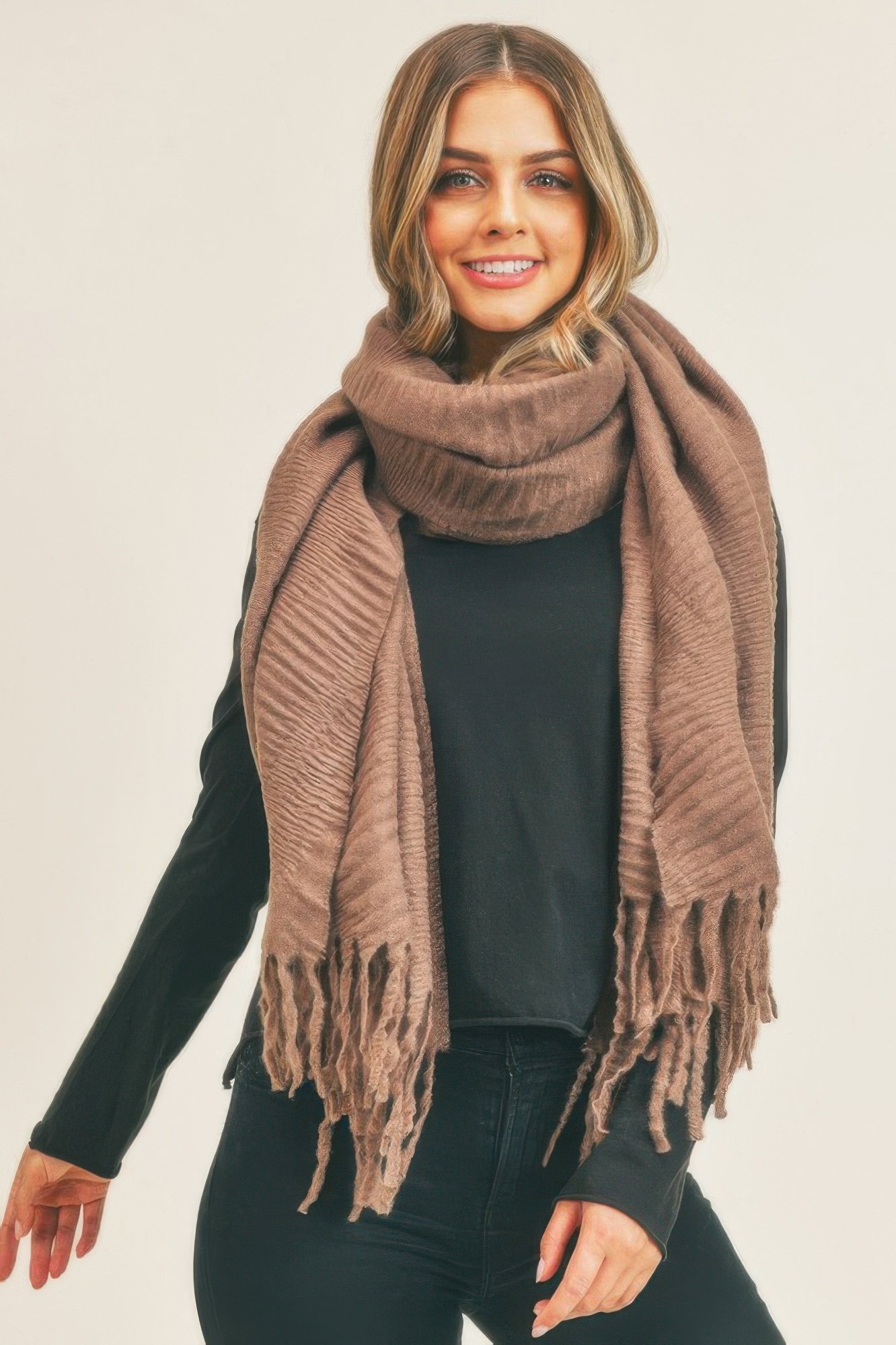 solid pleated scarf