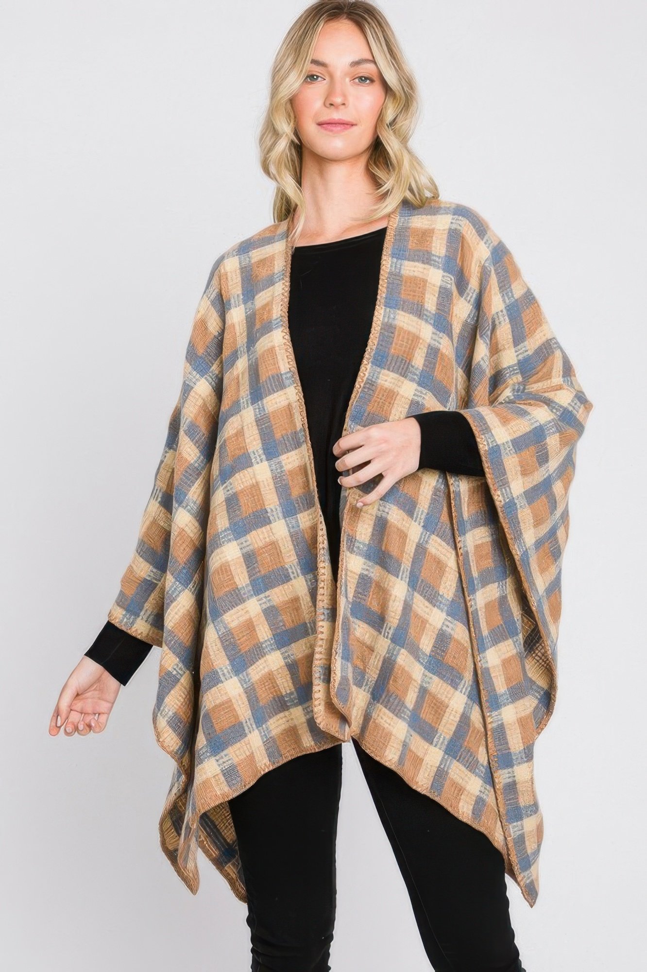 plaid pattern ruana